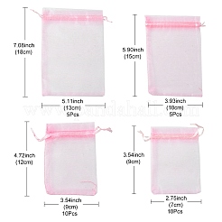 30 Stück 4 Stile rechteckige Organzabeutel Schmuckaufbewahrungsbeutel Hochzeitsgeschenk Party Mesh Kordelzug Geschenk&nbsp;OP-FS0001-01B