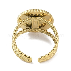 Ionenbeschichtung (IP) 304 Edelstahl Emaille flache runde Manschette Fingerringe&nbsp;RJEW-L107-043G-02