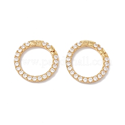 Rack-Plattierung Messing Micro Pave Clear Kubisch Zirconia Spring Gate Ring&nbsp;ZIRC-C040-25G
