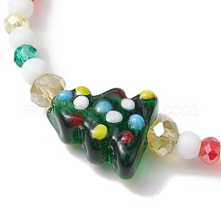 Stretch-Armbänder aus runden Glasperlen und Weihnachtsbaumperlen für Damen&nbsp;X1-BJEW-TA00503
