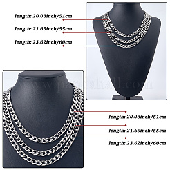 Collier chaîne cubaine en acier inoxydable 304 (1 pièce) pour homme et femme&nbsp;NJEW-SP0001-23C