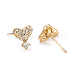 Orecchini a perno con zirconi cubici a cuore per donna ragazza&nbsp;EJEW-H126-22G