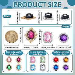 12 Stück 12 Stile rechteckig/raute/rund abnehmbare Legierungs-Strass-Schuhdekoration&nbsp;DIY-FG0004-77
