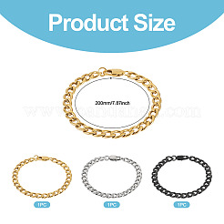 3 stücke 3 arten 304 edelstahl cuban link kette armbänder&nbsp;BJEW-TAC0062