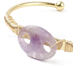 Bracelet manchette ouvert grain de café améthyste naturelle&nbsp;BJEW-G660-01G-09