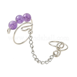 Natürliche Amethyst Manschettenringe&nbsp;RJEW-JR01072-02