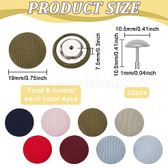 32 Satz 8 Farben mit Polyester überzogene Eisenknöpfe&nbsp;BUTT-BC0001-12B