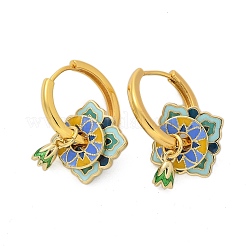 Pendientes de aro de latón con rombos&nbsp;EJEW-R016-13G-02