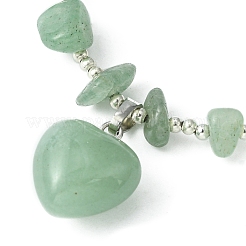 Natura grünes Aventurin-Herz-Charm-Armband mit Chips-Perlenketten&nbsp;BJEW-TA00295-01