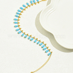 Tobilleras de playa con cadena de latón y borla cónica de turquesa sintética teñida estilo bohemio para mujer&nbsp;LQ2874