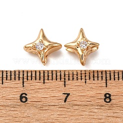 Perle di zirconi cubici trasparenti in micro pavè di ottone&nbsp;KK-Z112-24G