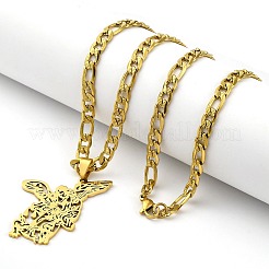 201 collane con ciondolo dell'arcangelo San Michele in acciaio inossidabile&nbsp;NJEW-S007-11G
