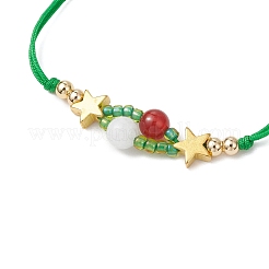 Weihnachts-Themen-Glasperlen geflochtene Perlenarmbänder für Frauen&nbsp;BJEW-MZ00189-03