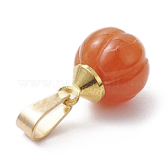 Ciondoli a forma di zucca in avventurina rossa naturale con ganci a scatto in acciaio inossidabile 304 color oro&nbsp;PALLOY-JF02349-01