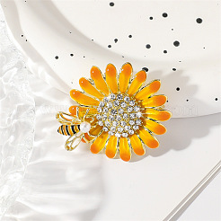 Sonnenblume & Biene Emaille-Broschen aus Legierung&nbsp;PW-WG45BEB-01