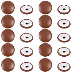 30 bouton en aluminium et cuir PU à 1 trous&nbsp;BUTT-GF0004-12C