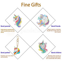 Kit de porte-clés à faire soi-même avec peinture diamant licorne (5 pièce)&nbsp;DIY-SC0016-86
