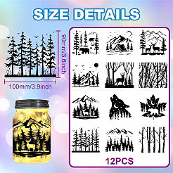 12 papier silhouette style&nbsp;AJEW-WH0345-0005