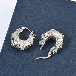 Pendientes de aro de latón con micro circonitas y cubic zirconia transparente&nbsp;EJEW-C181-07P