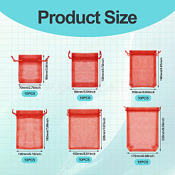 60 Stück 6 Stile rechteckige Organzabeutel Schmuckaufbewahrungsbeutel Hochzeitsgeschenk Party Mesh Kordelzug Geschenk&nbsp;OP-TA0001-07
