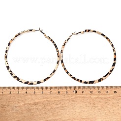Anello con orecchini a cerchio in lega con stampa leopardata&nbsp;LS-EJEW-Z112-02P
