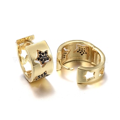 Latón micro pavimenta circonio cúbico pendientes de aro huggie&nbsp;EJEW-K083-40G-A