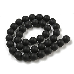 Dépoli agate noire naturelle perles rondes brins&nbsp;G-N0151-11-10mm