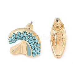 Pendientes de tuerca de circonio cúbico con micro pave de latón&nbsp;EJEW-Z080-03G-03