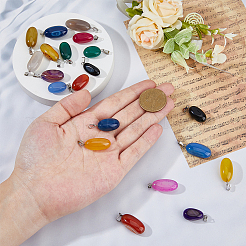 20 Stück 10 Farben natürlicher Achat gefärbter Anhänger&nbsp;G-FH0002-43