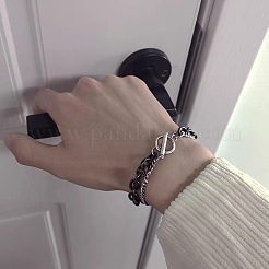 Zweifarbige Armbänder aus Edelstahl 201 mit doppelter Lage&nbsp;FS-WGC755C-03