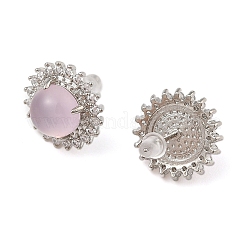 Orecchini a bottone con fiore di calcedonio naturale&nbsp;G-S001-06P-B