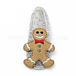 Tissu Gretel avec des bonhommes en pain d'épice de Noël et des pinces à cheveux en cuir PU&nbsp;PHAR-G006-04P