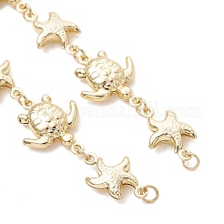 Sommerstrand Armband aus Edelstahl 304 mit Schildkröten- und Seesternmotiven&nbsp;AJEW-JB01612