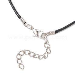 Collar con colgante de corazón de cuentas de vidrio galvanizado y cordón de algodón encerado negro para mujer&nbsp;NJEW-MZ00120-01
