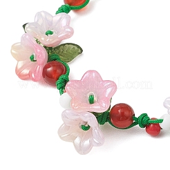 3 pz 3 colori fiore naturale emimorfite % corniola e perline di citrino sintetico braccialetti intrecciati per le donne&nbsp;BJEW-TA00625