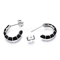 Boucles d'oreilles en forme de C en émail&nbsp;EJEW-N052-05-01