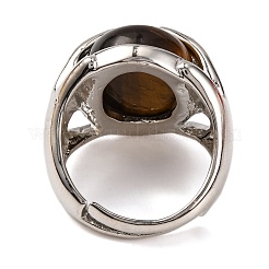 Ovaler Fingerring aus natürlichem Tigerauge&nbsp;G-Q184-06F-P