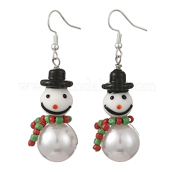 Pendientes colgantes de murano hecho a mano de navidad&nbsp;EJEW-JE07516-01