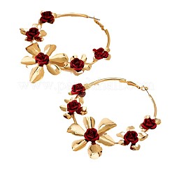 Orecchini a cerchio in lega con fiore di rosa&nbsp;FS-WG9017A-01
