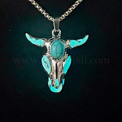 Collar con colgante de cabeza de buey de aleación con cadenas de acero inoxidable.&nbsp;JN1135C