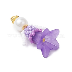 Pendenti con perline di vetro a forma di fiore&nbsp;PALLOY-MZ00686-02