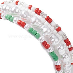 4 Uds. Juego de pulseras elásticas con cuentas de semillas y perlas de vidrio de 4 estilos&nbsp;BJEW-JB09373