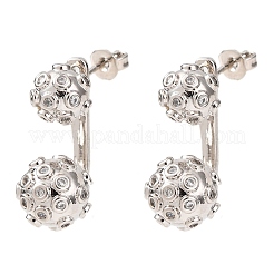 Pendientes de tuerca de circonio cúbico con micro pave de latón&nbsp;EJEW-D351-13P-02