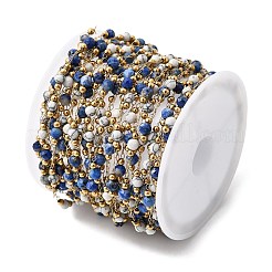 Chaînes à maillons ronds en lapis-lazuli naturel&nbsp;CHS-L033-07G-03