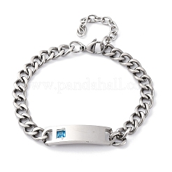Pulseras de cadena de eslabones cubanos de acero inoxidable 201&nbsp;BJEW-B078-162P