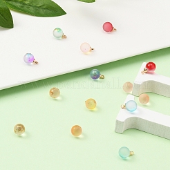 40 Stück 7 kolos transparente spritzlackierte Glasanhänger&nbsp;GLAA-YW0001-35