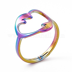 Bague réglable en acier inoxydable 201 avec placage ionique (IP) pour femme&nbsp;RJEW-K238-05M