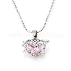 Ciondolo a forma di cuore con zirconi cubici in ottone e pianeta&nbsp;NJEW-T018-05P