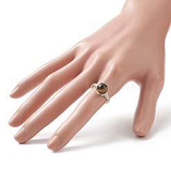 Natürlicher Tigerauge-Fingerring aus geflochtenen Perlen&nbsp;RJEW-TA00066-04