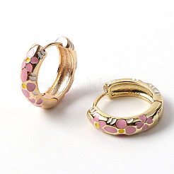 Arracadas con flor esmaltada&nbsp;EJEW-G290-03G-F